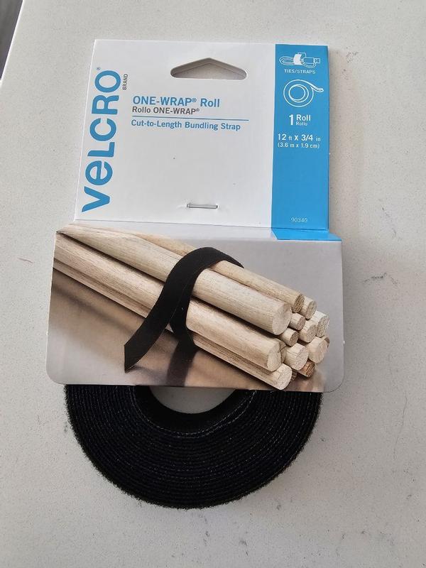 Velcro ONE-WRAP Adjustable Reusable Velcro Hook and Loop Strap, White Roll,  12-ft x 3/4-in, 1-pk
