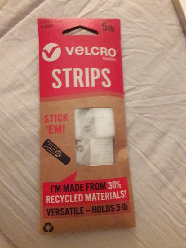 VELCRO Brand ECO Collection Stick On Adhesive Strips 2.5in x 3/4in 30%  Recycled Material, 8 Ct White 