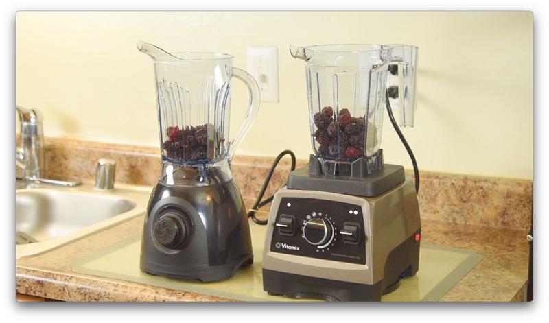 Comparing Vitamix ONE to Vitamix Pro 750 liquifying blackberries.