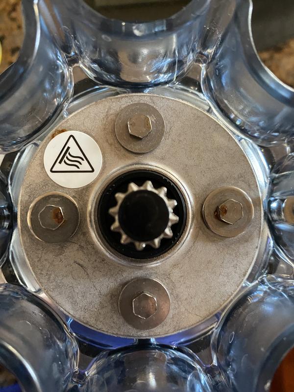 Rust located on two bolts and the gear plate on Ext to the sticker.