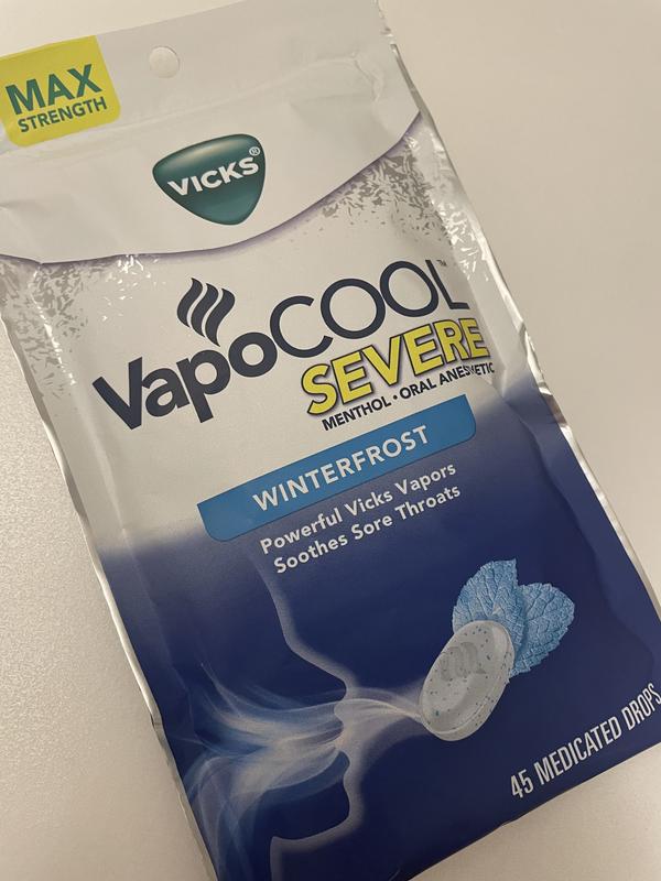 Vicks VapoCOOL SEVERE Medicated Sore Throat Drops, Fast-Acting Max