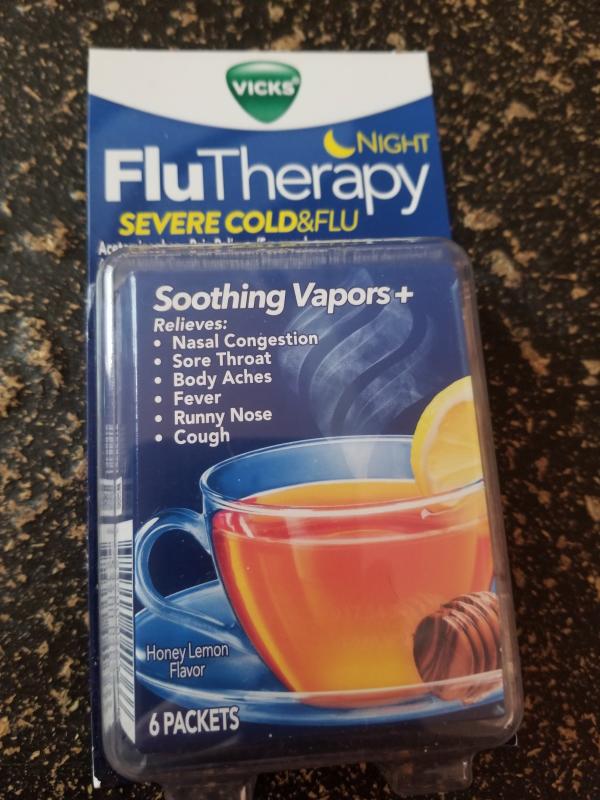 Vicks® Flutherapy Night Severe Cold And Flu 6 Count Tea Packets In Honey