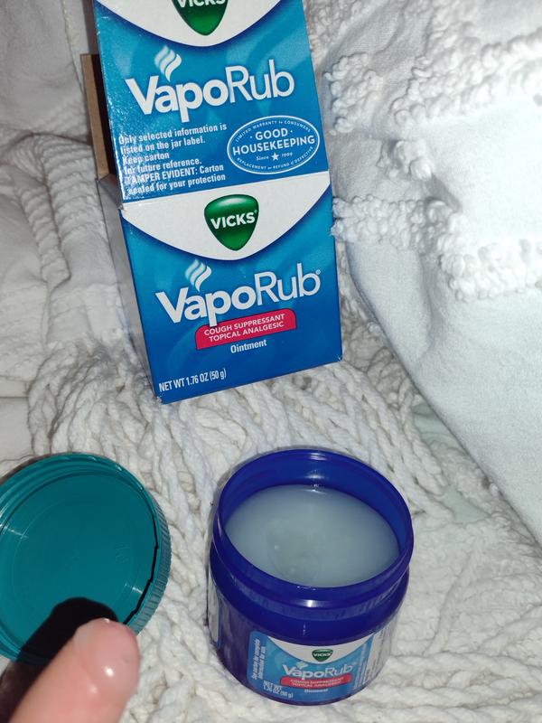 Vicks VapoRub, Original, Cough Suppressant, Topical Chest Rub & Analgesic  Ointment, Medicated Vicks Vapors, Relief from Cough Due to Cold, Aches &  Pains, 1.76 oz