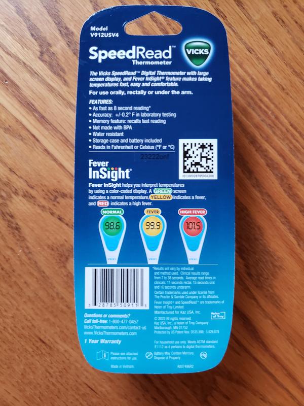 Vicks SpeedRead Digital Thermometer with Fever InSight