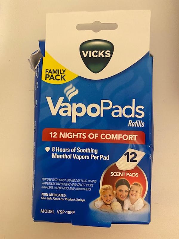 Vicks VapoPads Scent Pads, Soothing Menthol Vapors, Refills, Family Pack - 12 scent pads