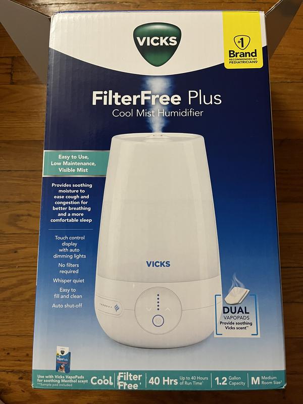 Vicks® Ultrasonic Coolrelief Filter-Free Humidifier + Vaposteam, 1