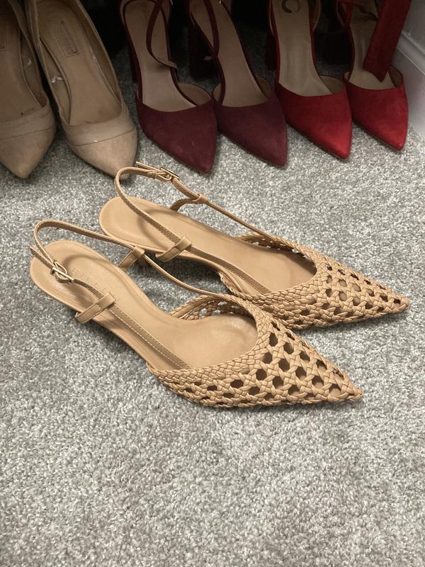Mira Woven Pointed Toe Slingback Pumps – VICI