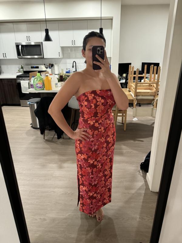 Thalia Strapless Floral Midi Dress – VICI