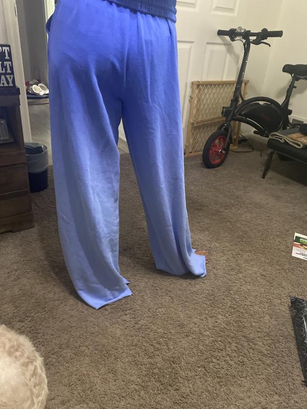 Ivy Fleece Wide-Leg Split-Hem Sweatpants