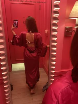 Satin & Rose Lace Open-Back Long Robe