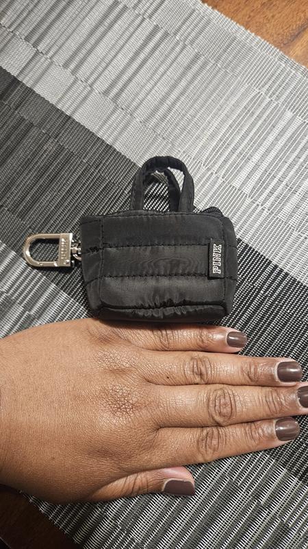 一回使用　Victoria's Secret バッグ ミニバッグチャーム付き ミニ トートバッグ キーホルダー チャーム, ブラック キルト パファー