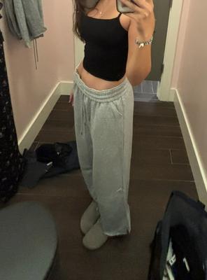 Ivy Fleece Wide-Leg Split-Hem Sweatpants