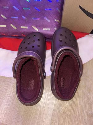 Dark purple lined online crocs