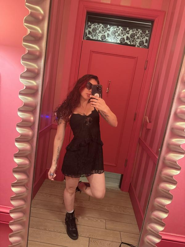 Buy Dare to Dream Lace Flounce Mini Slip, Jet Black - Order Slips online -  Victoria's Secret US