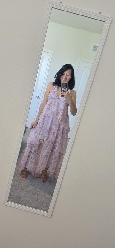 Buy Vintage Blossom Chiffon Ruffled Maxi Dress, Delicate Violet Floral -  Order Slips online - Victoria's Secret US