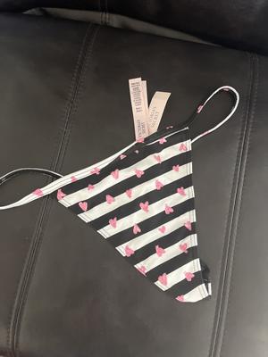 Beija 100% Cotton String Lightweight Discreet No VPL Stripes Thong in Pink