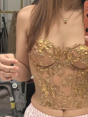 Buy Gold Sequined Ziggy Glam Floral Embroidery Unlined