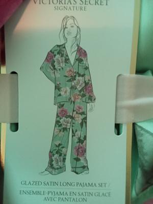 グレーズド サテン ロング パジャマセット, ココナッツ ホワイト