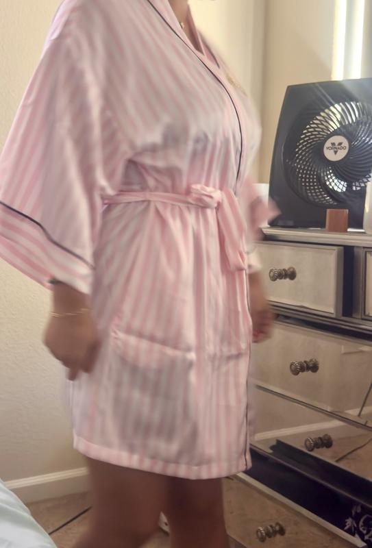 Buy Signature Satin Short Piped Robe, Pretty Blossom Iconic