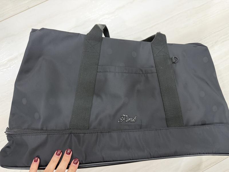 Buy Satin Nylon Travel Duﬄe Bag, Black Jacquard Dot - Order Bags