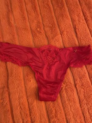 Victoria Secret Panty XS High Waist Thong Red Beige Sheer Hearts Victoria's  New