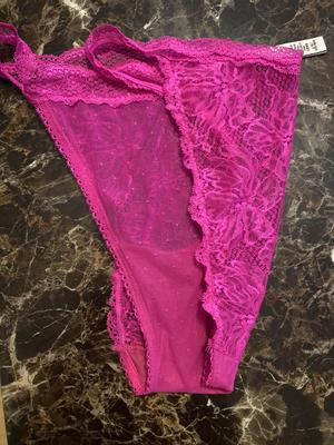 38DD XXL Victorias Secret mauve pink lace unlined demi bra set cheekini  panty