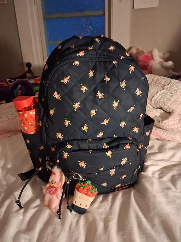 PINK Quilted Puffer Backpack NEW MSRP $59.65 Navy Floral 21.5 liter Dog Zipper Buy Puffer Quilted Backpack 21.5 Liters, Navy Floral - Order  main image 2