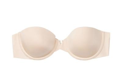 Victoria's Secret strapless 36DDD BRA SET M panty BEIGE lightly Lined  ILLUSION