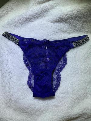 Victoria's Secret Dream Angels Brazilian Bling Rhinestone Strap Black Lace  Thong Panty Size X-Large New 