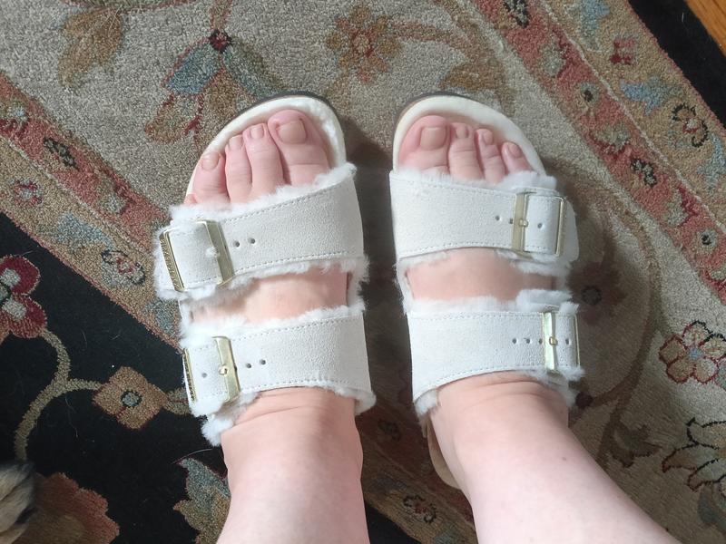 Chelle 's photo of the Arizona Shearling Suede Sandals. Photo 1 of 1