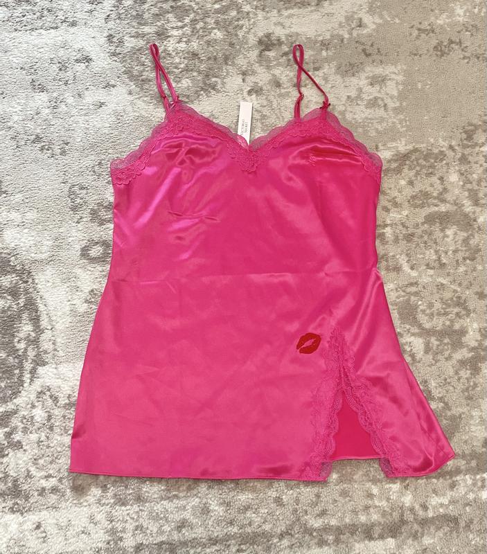 strapless open back dress Pink Heart Mesh Lace Lingerie Slip Dress main image 1