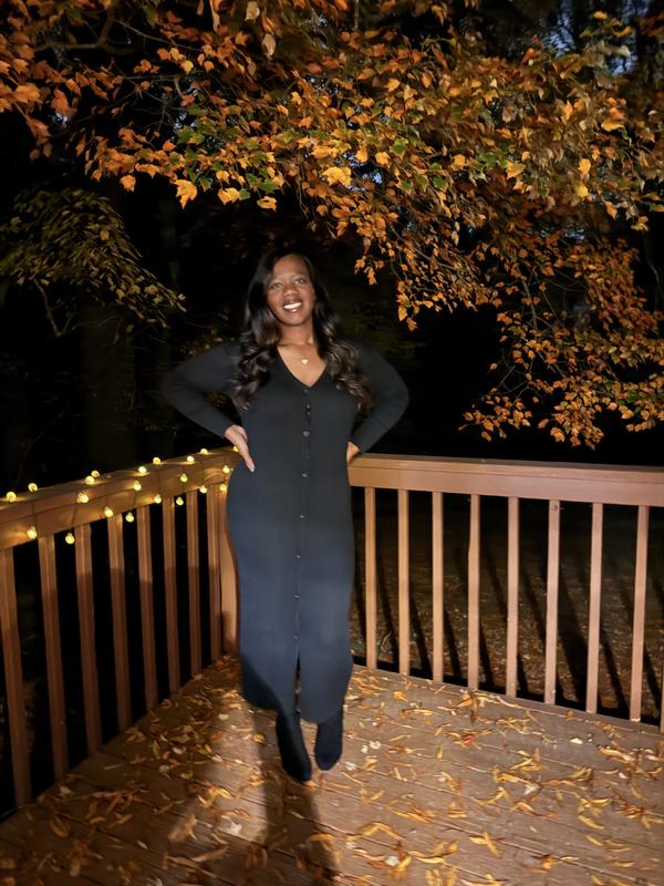 Buy Luxe Crème Knit Cardigan Dress, Black - Order Dresses online