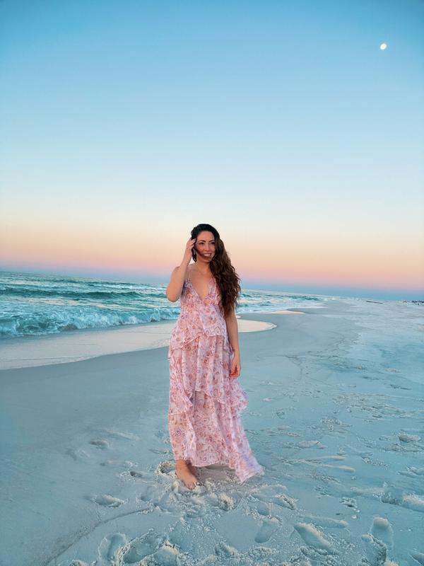 victoria ruffled maxi dress MILLE Victoria Dress in Harbor Stripe