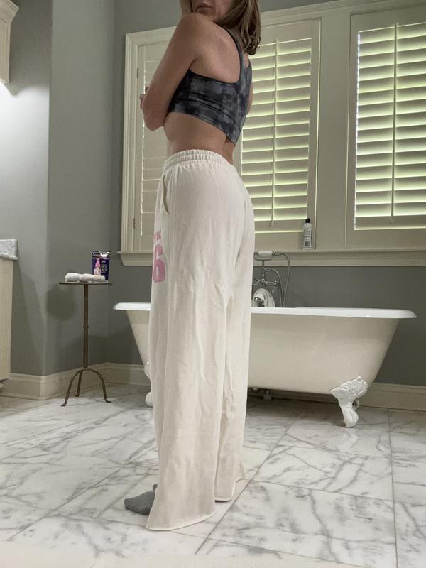 Ivy Fleece Wide-Leg Split-Hem Sweatpants