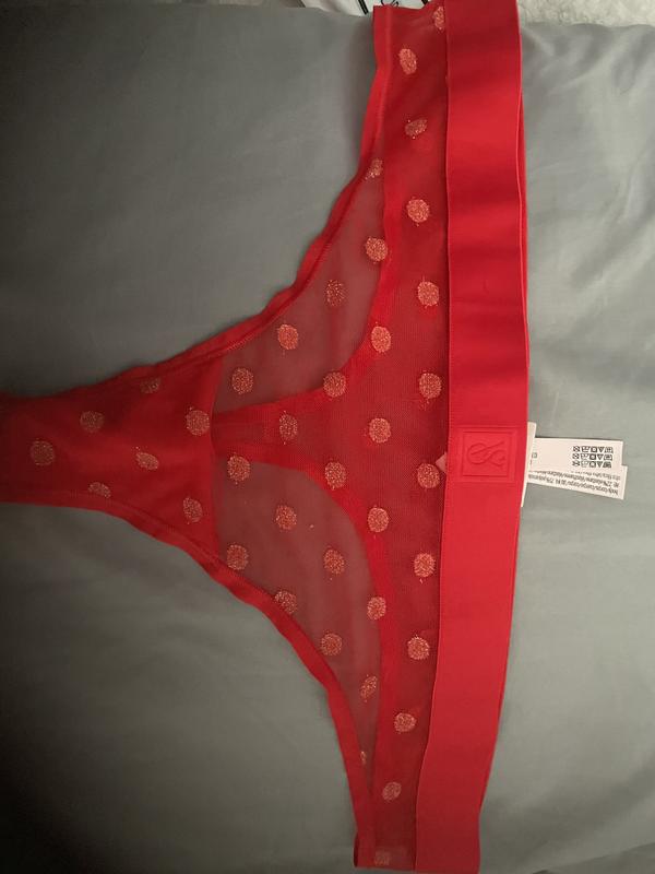 Victorias Secret Tanga de encaje brasileño con diamantes de imitación