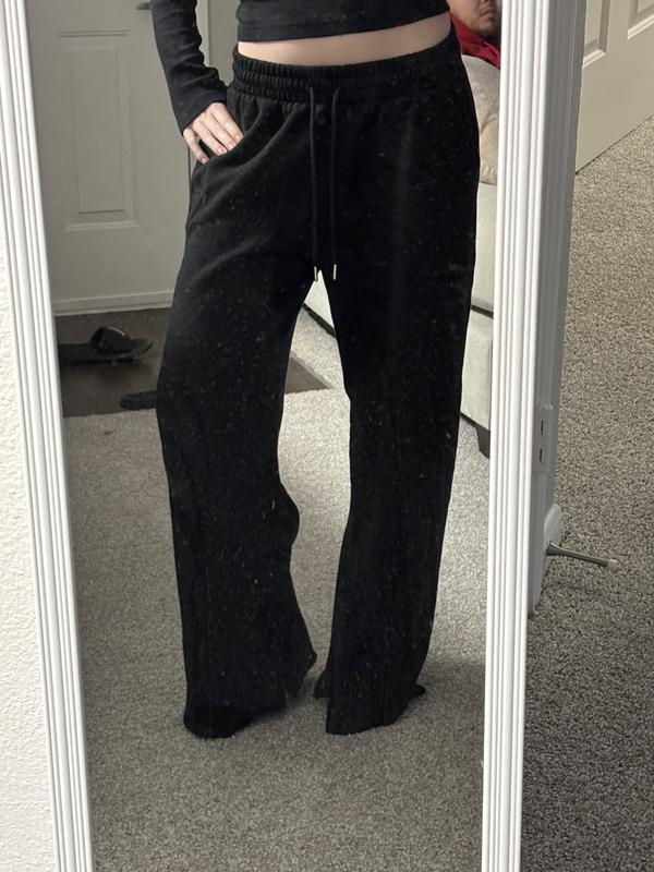 Ivy Fleece Wide-Leg Split-Hem Sweatpants