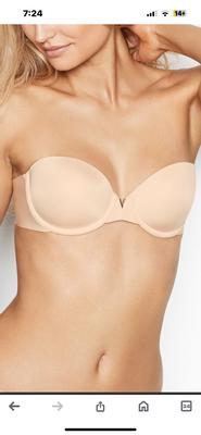 Victoria's Secret Marzipan Beige 38D Bare Every Way Padded Strapless Bra VS
