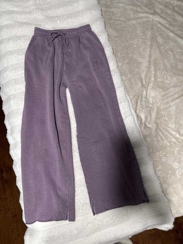 Ivy Fleece Wide-Leg Split-Hem Sweatpants