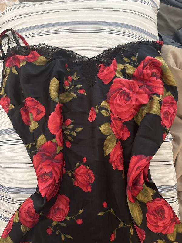 Satin & Rose Lace Mini Slip