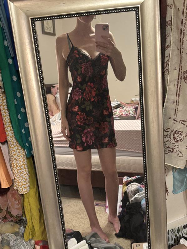 Satin & Rose Lace Mini Slip