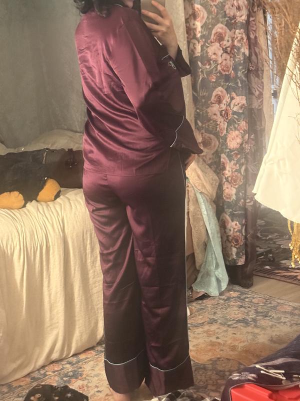 Buy Signature Satin Long Pajama Set, Angel Pink W Collar