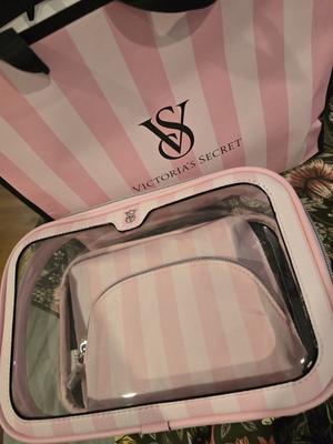 ☆Victoria's Secret☆ オレンジ ストライプ メイクポーチ 3点 トラベル メイクポーチ、グローオレンジ ストライプを購入する