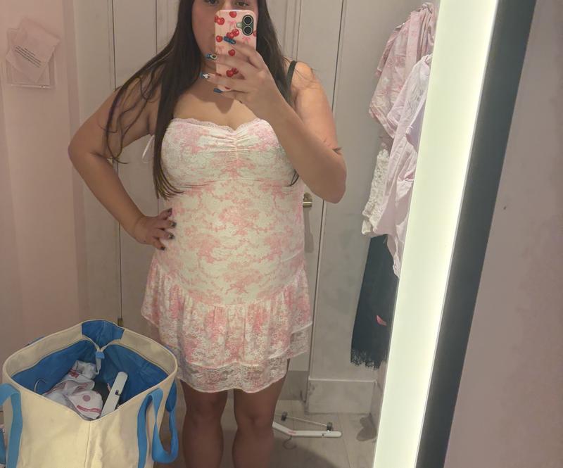 pink x loveshackfancy strapless lace mini dress PINK x LoveShackFancy Strapless Lace Mini Dress