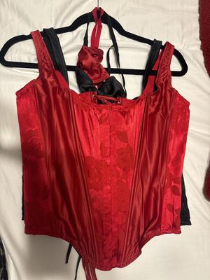  Victoria's Secret Burnout Corset and Panty, Black, X-Small:  Clothing, Shoes & Jewelry