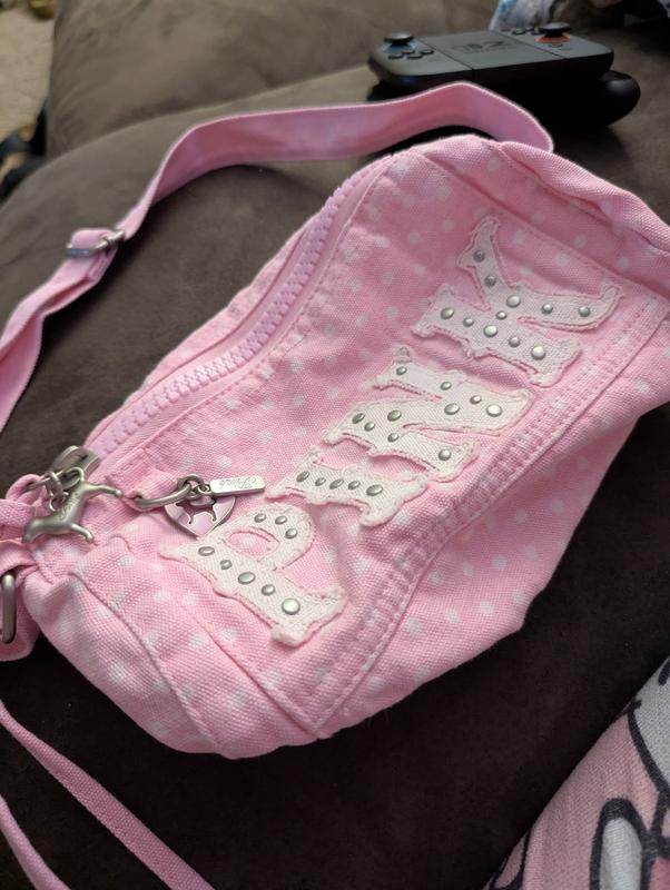 Buy Canvas Rolled Duffle Shoulder Bag, Classic Pink Dot - Order
