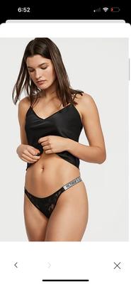 Victoria's Secret Bombshell Shine Strap Very Sexy Brazilian Panty Color  Black New