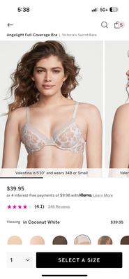 VICTORIAS SECRET ANGELIGHT Lightly Lined Perfect Coverage Shimmery  Bra-34-36-38 $19.99 - PicClick