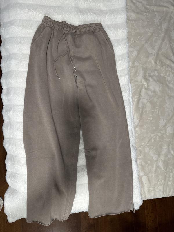 Ivy Fleece Wide-Leg Split-Hem Sweatpants