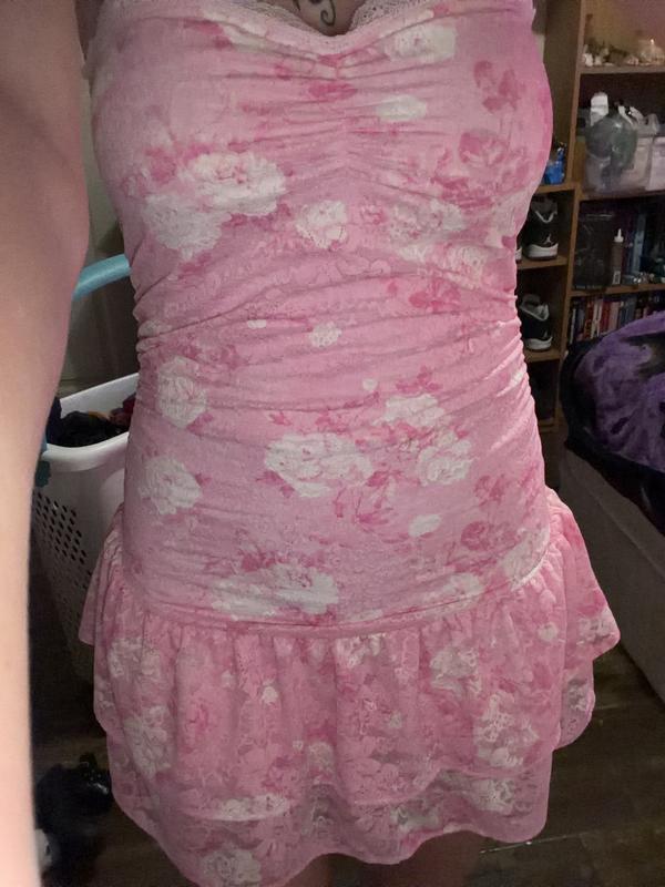 chinese dress ladies Pink x Loveshackfancy Strapless Lace Mini Dress Everblooming Pink / XL