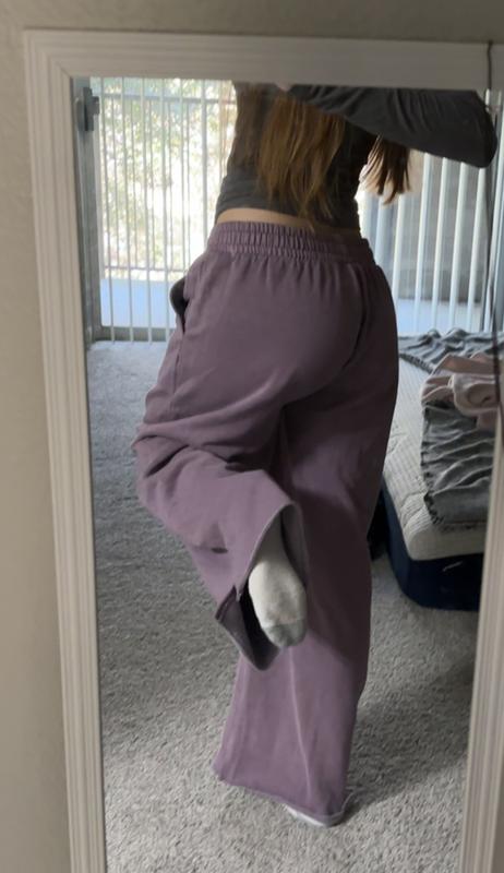 Ivy Fleece Wide-Leg Split-Hem Sweatpants